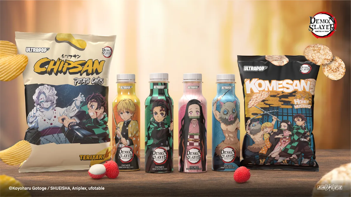 ULTRAPOP officially licensed Demon Slayer drinks and snacks selection