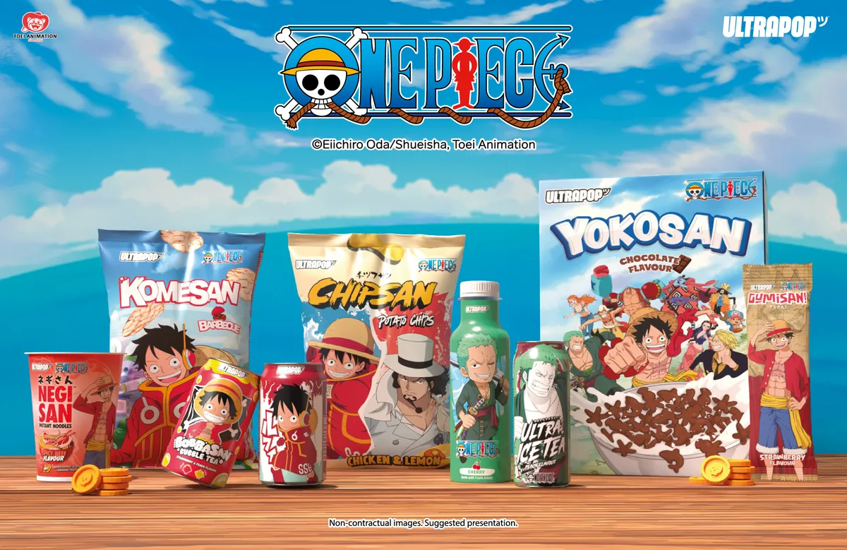ULTRAPOP officially licensed One Piece drinks and snacks selection